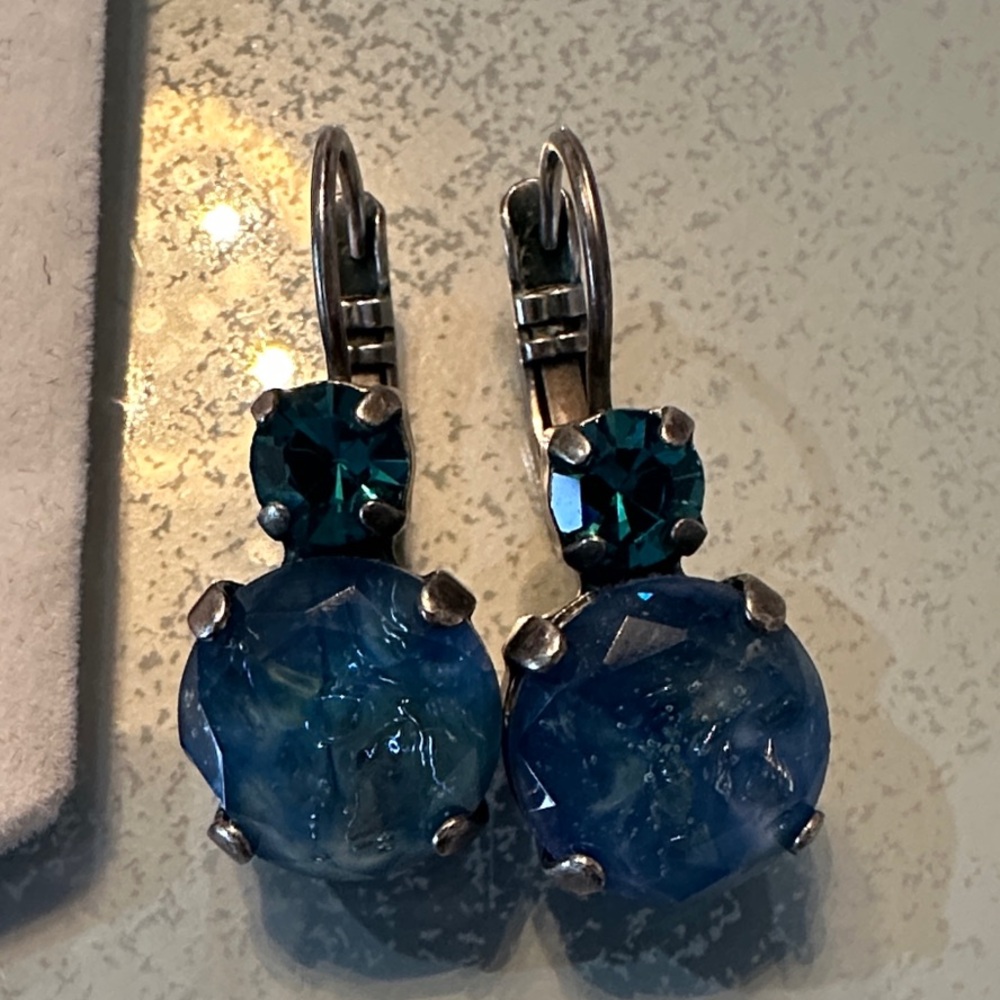 Mariana Blue and Teal Crystal Earrings